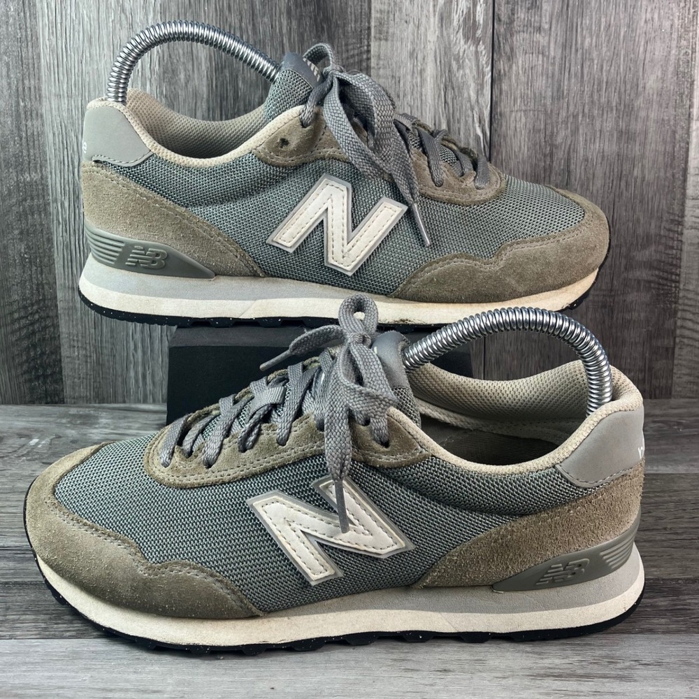 New Balance 515 Grey White Suede Mesh Sneakers WL515GRY Womens 6.5 Mens 5